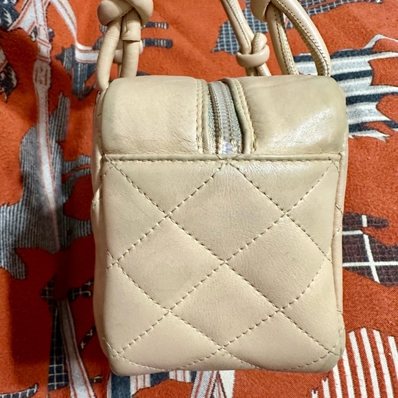 CHANEL ❤️🌟 CAMBON LIGNE MINI BOWLER BAG QUILTED CALF BEIGE LEATHER⭐️ - Picture 3 of 16